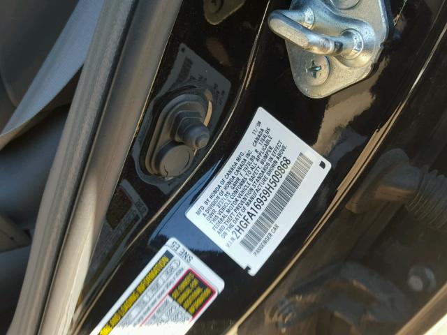 2HGFA16959H509868 - 2009 HONDA CIVIC EXL 黑色 照片 10