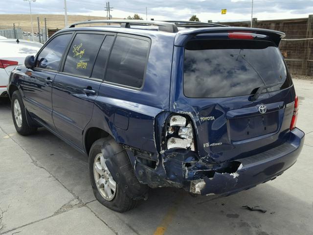 JTEHF21A130108681 - 2003 TOYOTA HIGHLANDER BLUE photo 3