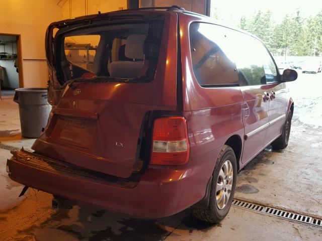 KNDUP132656735859 - 2005 KIA SEDONA EX RED photo 4