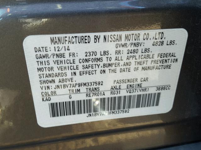 JN1BV7AP9FM337592 - 2015 INFINITI Q50 BASE Grafito foto 10