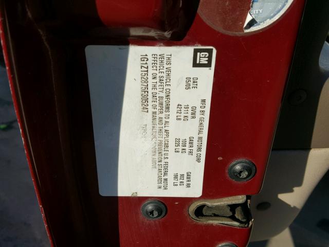 1G1ZT52875F305247 - 2005 CHEVROLET MALIBU LS წითელი ფოტო 10