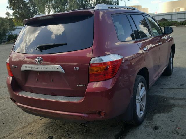 JTEES42A182064282 - 2008 TOYOTA HIGHLANDER RED photo 4