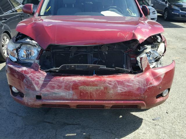 JTEES42A182064282 - 2008 TOYOTA HIGHLANDER RED photo 9