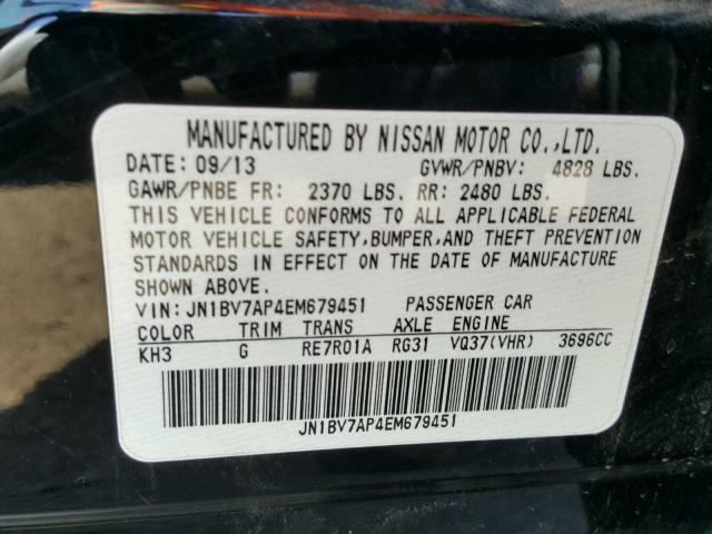 JN1BV7AP4EM679451 - 2014 INFINITI Q50 BASE Negro foto 10