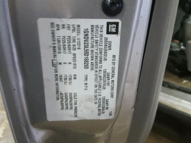 1GNDV23L56D168293 - 2006 CHEVROLET UPLANDER L 银色 照片 10