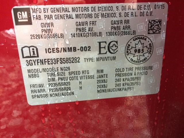 3GYFNFE33FS585282 - 2015 CADILLAC SRX PERFOR 红色 照片 9