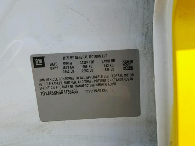 1G1JA6SH6G4156465 - 2016 CHEVROLET SONIC LS 白色 照片 10