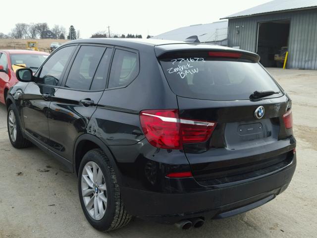 5UXWX9C51D0D07542 - 2013 BMW X3 XDRIVE2 BLACK photo 3