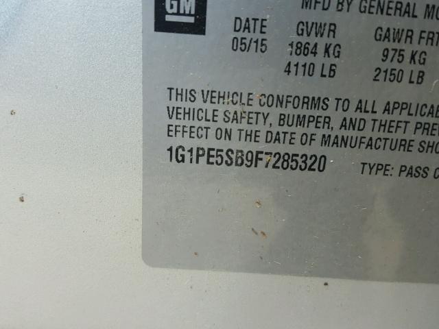 1G1PE5SB9F7285320 - 2015 CHEVROLET CRUZE LT SILVER photo 10