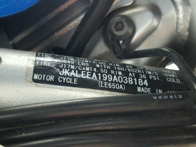 JKALEEA199A038184 - 2009 KAWASAKI LE650 A BLUE photo 10