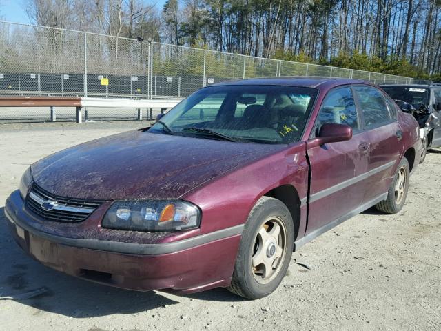 2G1WF52E139166495 - 2003 CHEVROLET IMPALA BURGUNDY photo 2