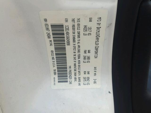 1C3EL46X16N249898 - 2006 CHRYSLER SEBRING WHITE photo 10