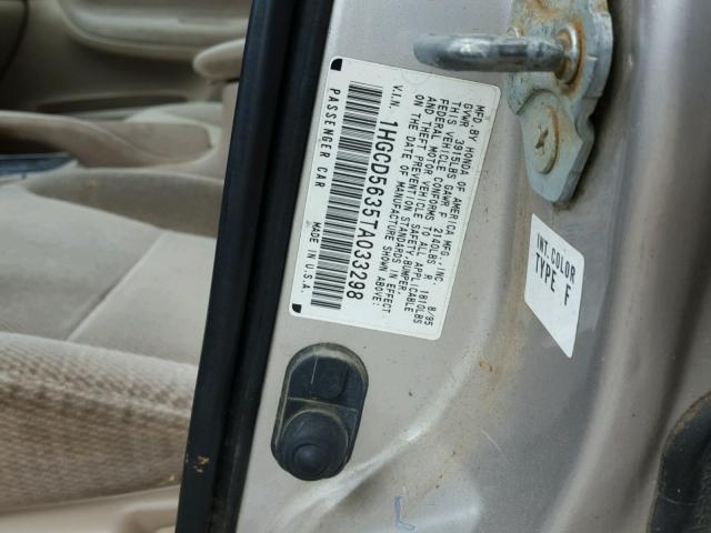 1HGCD5635TA033298 - 1996 HONDA ACCORD LX SILVER photo 10