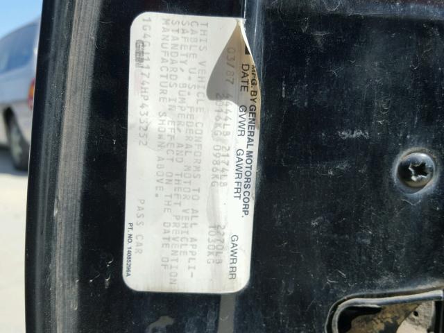 1G4GJ1174HP433252 - 1987 BUICK REGAL შავი ფოტო 10