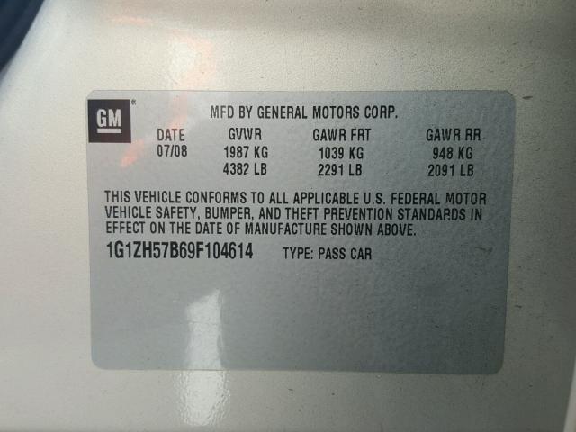 1G1ZH57B69F104614 - 2009 CHEVROLET MALIBU 1LT 米色 照片 10