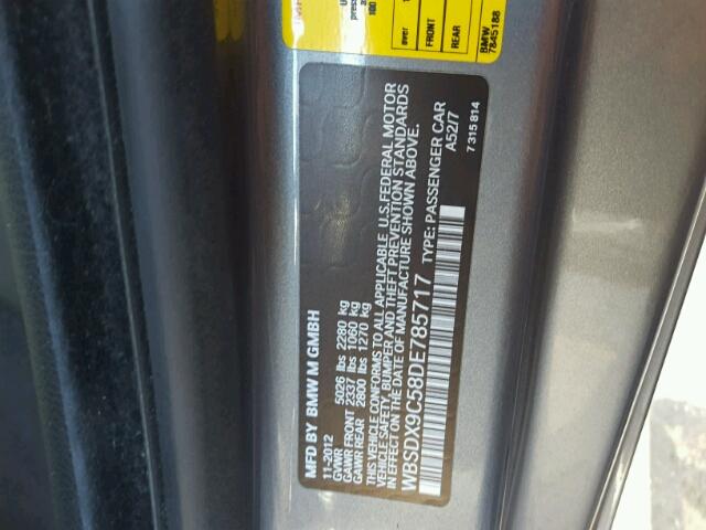 WBSDX9C58DE785717 - 2013 BMW M3 GRAY photo 10