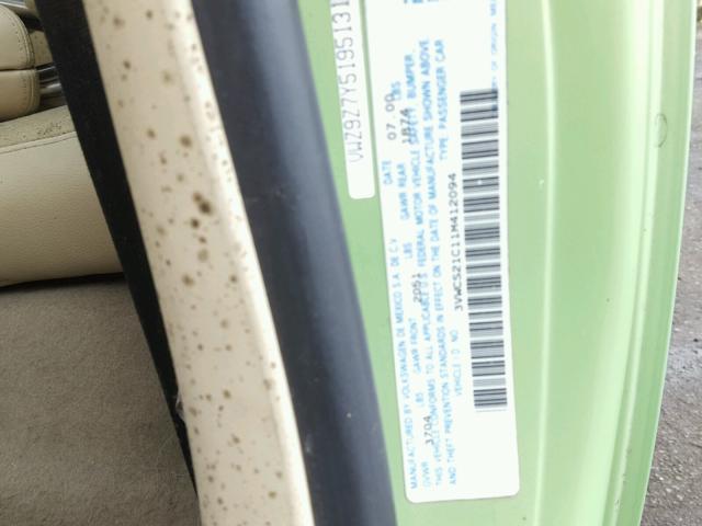 3VWCS21C11M412094 - 2001 VOLKSWAGEN NEW BEETLE 绿色 照片 10