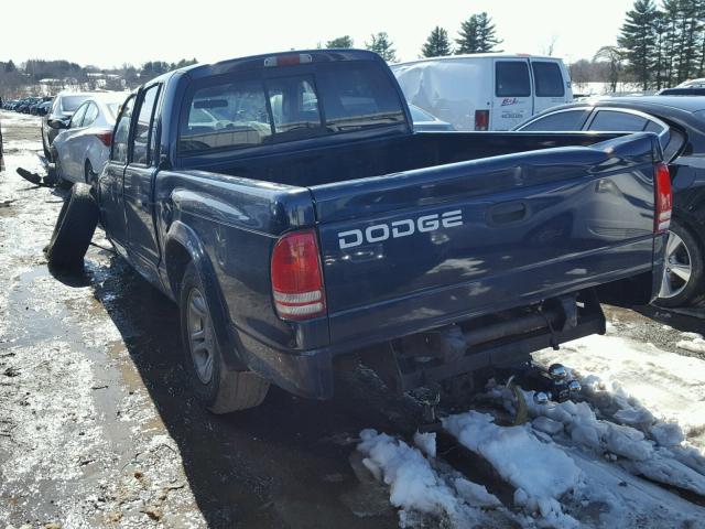 1B7HL38N22S512572 - 2002 DODGE DAKOTA QUA BLUE photo 3