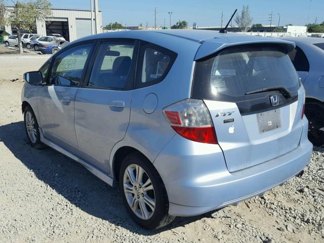 JHMGE884X9S068277 - 2009 HONDA FIT SPORT BLUE photo 3