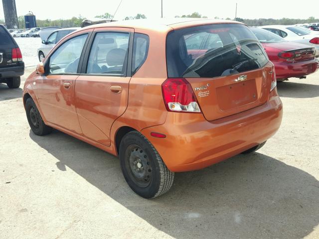 KL1TD66607B720209 - 2007 CHEVROLET AVEO BASE Pomarańczowy zdjęcie 3