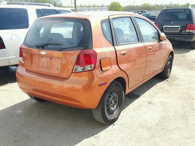KL1TD66607B720209 - 2007 CHEVROLET AVEO BASE Pomarańczowy zdjęcie 4