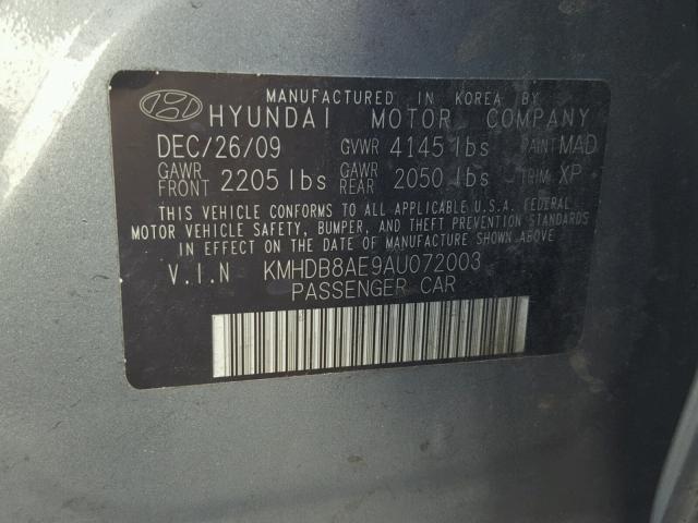 KMHDB8AE9AU072003 - 2010 HYUNDAI ELANTRA TO GRAY photo 10