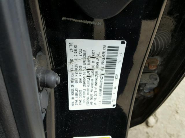 19UUA86239A025327 - 2009 ACURA TL BLACK photo 10