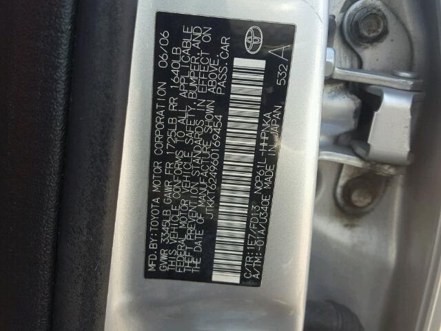 JTKKT624960169454 - 2006 TOYOTA SCION XA SILVER photo 10