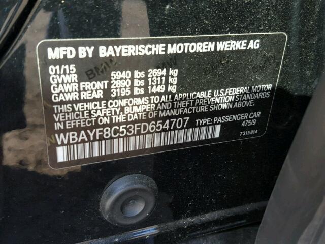 WBAYF8C53FD654707 - 2015 BMW 750 LXI BLACK photo 10