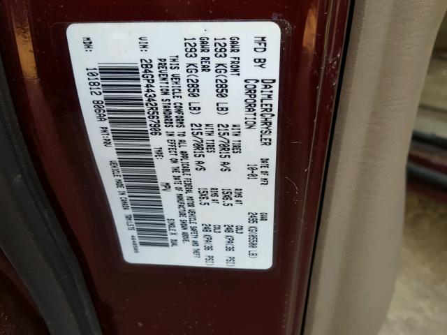 2B4GP44342R567906 - 2002 DODGE GRAND CARA BURGUNDY photo 10