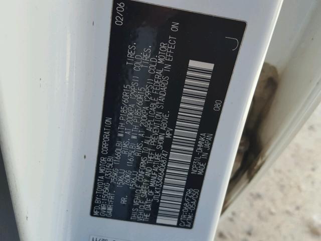 JTLKT334X64068747 - 2006 TOYOTA SCION XB Ақ фото 10