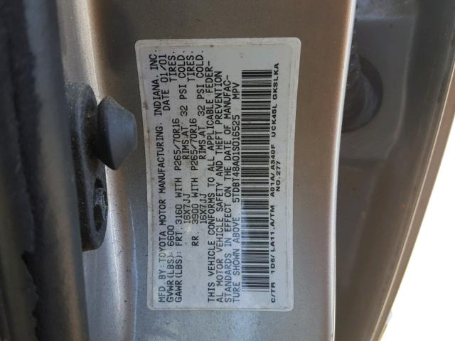 5TDBT48A01S016525 - 2001 TOYOTA SEQUOIA LI SILVER photo 10