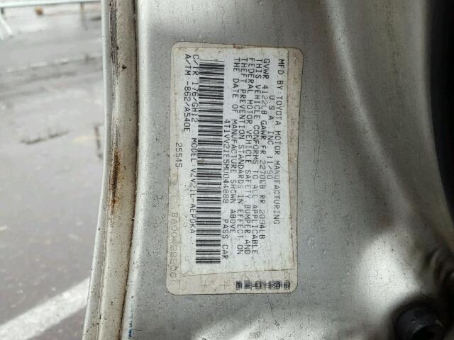 4T1VV21E5MU044888 - 1991 TOYOTA CAMRY DLX GRAY photo 10