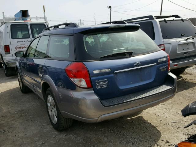 4S4BP60C087352625 - 2008 SUBARU OUTBACK BLUE photo 3