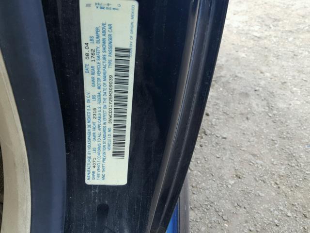 3VWCD31Y25M309039 - 2005 VOLKSWAGEN NEW BEETLE 黑色 照片 10