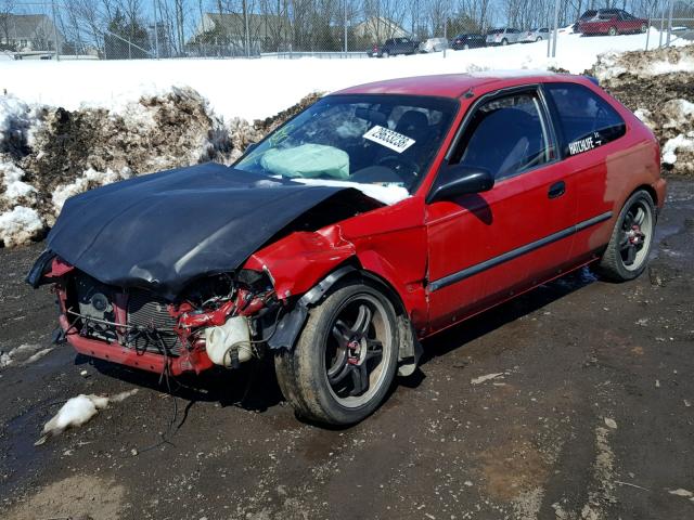 2HGEJ6427TH106299 - 1996 HONDA CIVIC CX RED photo 2