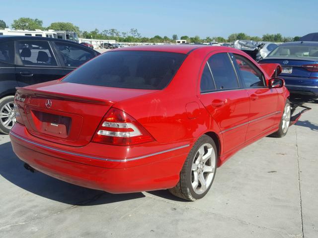 WDBRF52H77A936478 - 2007 MERCEDES-BENZ C 230 RED photo 4