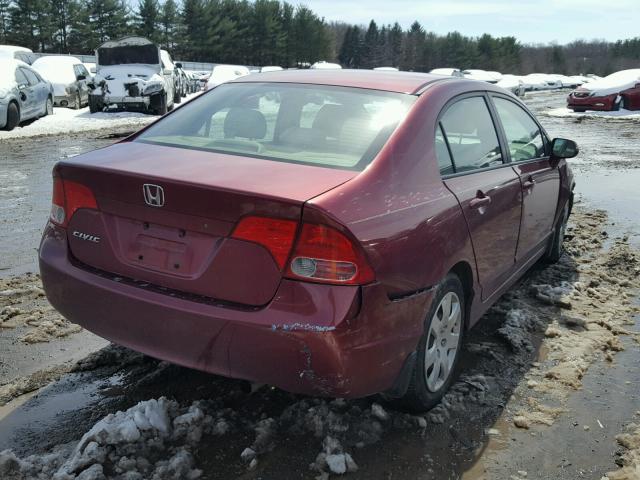 1HGFA16517L141847 - 2007 HONDA CIVIC LX RED photo 4