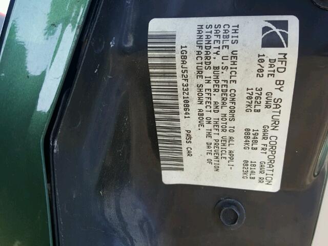 1G8AJ52F33Z108641 - 2003 SATURN ION LEVEL 绿色 照片 10