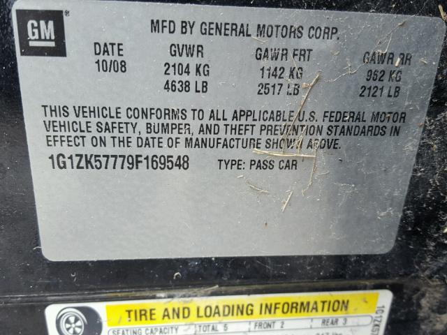 1G1ZK57779F169548 - 2009 CHEVROLET MALIBU LTZ 黑色 照片 10