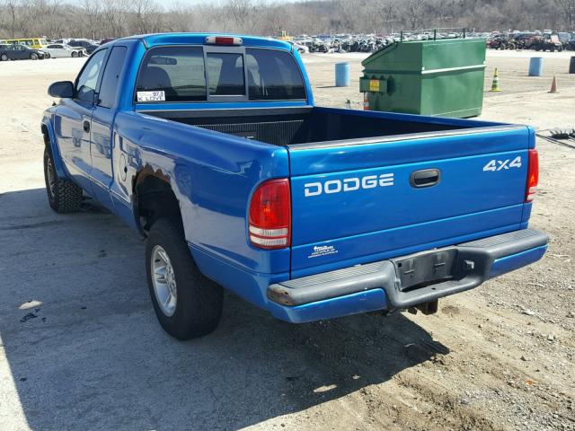 1B7GG22N7YS791531 - 2000 DODGE DAKOTA BLUE photo 3