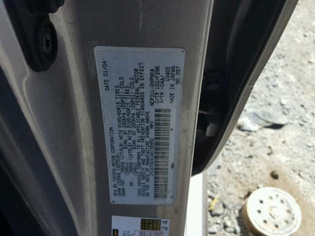 JTLKT324140156950 - 2004 TOYOTA SCION XB 银色 照片 10