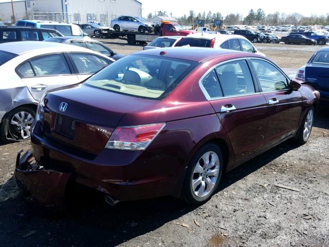 1HGCP368X8A023364 - 2008 HONDA ACCORD EXL MAROON photo 4