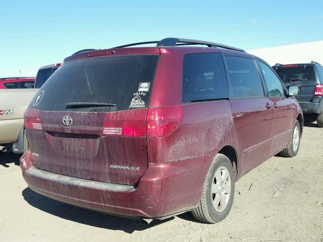 5TDZA22C24S187770 - 2004 TOYOTA SIENNA XLE RED photo 4