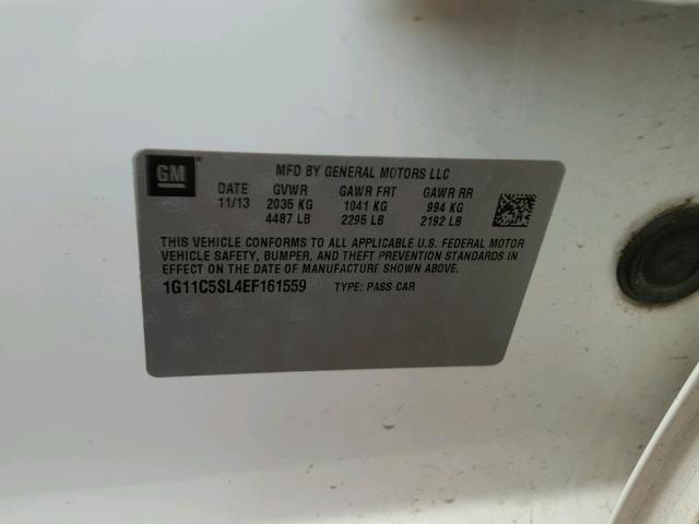 1G11C5SL4EF161559 - 2014 CHEVROLET MALIBU 1LT 白色 照片 10