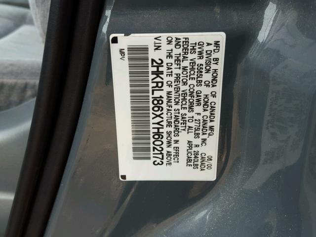 2HKRL186XYH602173 - 2000 HONDA ODYSSEY EX SILVER photo 10