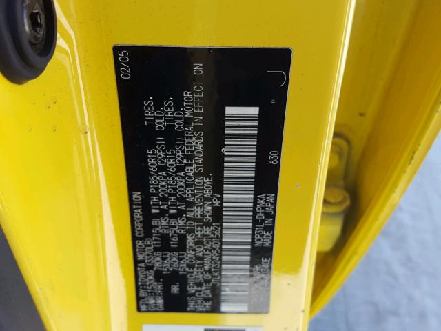 JTLKT324954015621 - 2005 TOYOTA SCION XB 黄色 照片 10