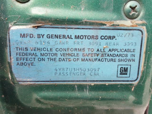 4Y87U3H503097 - 1973 BUICK RIVIERA GREEN photo 10
