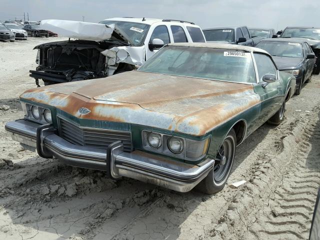 4Y87U3H503097 - 1973 BUICK RIVIERA GREEN photo 2