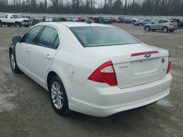 3FAHP0GA8BR293202 - 2011 FORD FUSION S WHITE photo 3